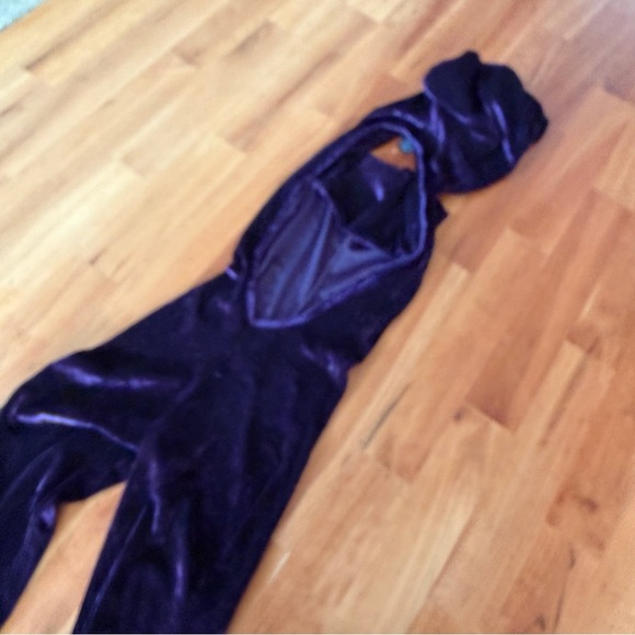 Warrior Within Velvet Mystique Hooded Jumpsuit purple Sz XS NEW catsuit flared - Picture 9 of 12